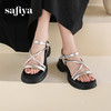 Safiya/索菲娅2025甜酷奶芙·轻便增高百搭露趾厚底松糕罗马凉鞋SFD2115407 商品缩略图4