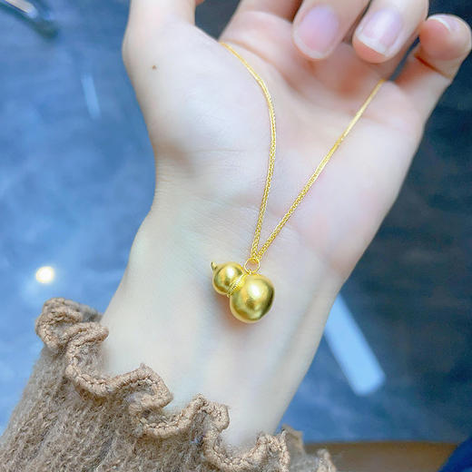【限时克减150元】足金999.9 #非凡福佑 #复古风 #葫芦 古法空心国潮古风福禄双至招财葫芦调节套链(AEWGFTL00026)（预售产品下单后不退款不退货不换货不补差价 商品图3