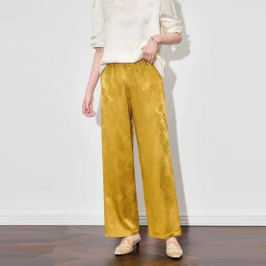 【高货wl】全新升级【铂金会员247/天猫329/差价82】(13739) 洛诗琳25高级感新中式提花醋酸缎宽松暗纹通勤高腰阔腿裤 商品图4