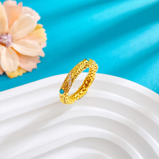 【限时克减150元】足金999 #莫桑石 古法空心莫桑石固口戒指哪吒乾坤圈戒指(AYGFJZ00059)（预售产品下单后不退款不退货不换货不补差价（预售产品下单后不退款不退货不换货不补差价 商品图2