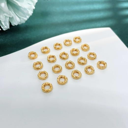 【限时7.5折】【定价黄金】足金 #微硬金 【无成色字印】 #盘缠 无氰5D空心Diy手串配件盘缠转运珠古法锤纹不规则/20件(AK5DSC00001-2)（预售产品下单后不退款不退货不换货不补差价 商品图0