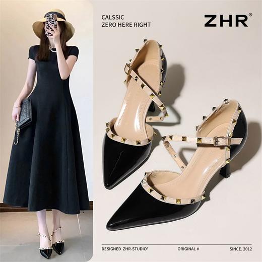 ZHR则则镜面细跟单鞋女2025新款高级百搭女鞋舒适显高精致高跟鞋 商品图2