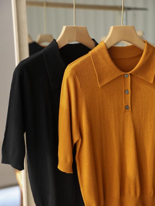 LP精简老钱风POLO翻领短袖含桑蚕丝针织衫 商品图6