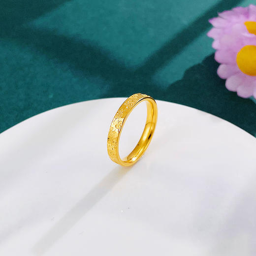 【限时克减150元】足金999 #固口戒指  #碎碎冰  5G黄金空心幸运五花戒指樱花碎碎冰圈戒（面宽约2.6-3.0mm）(AG5GJZ00268)（预售产品下单后不退款不退货不换货不补差 商品图1