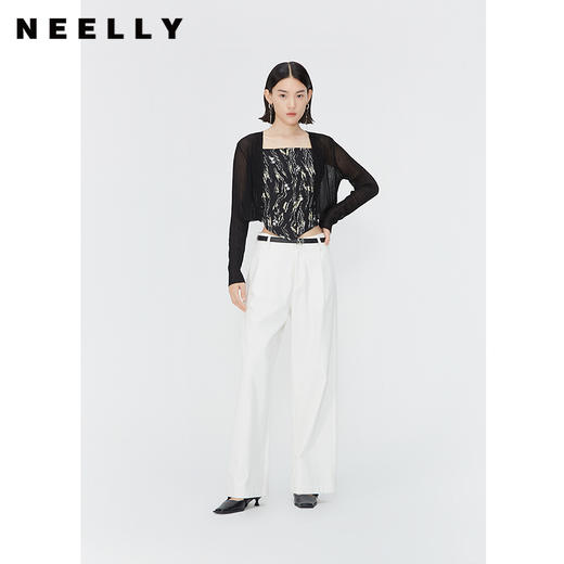 NEELLY纳俪商场同款夏季新款印花针织拼接吊带开衫女时尚显瘦上衣N25044R04566 商品图0