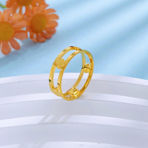 【限时克减150元】足金999 5G黄金镂空镜面金四叶草固口圈戒(BN5GJZ00001)预售产品下单后不退款不退货不换货不补差价 商品图3