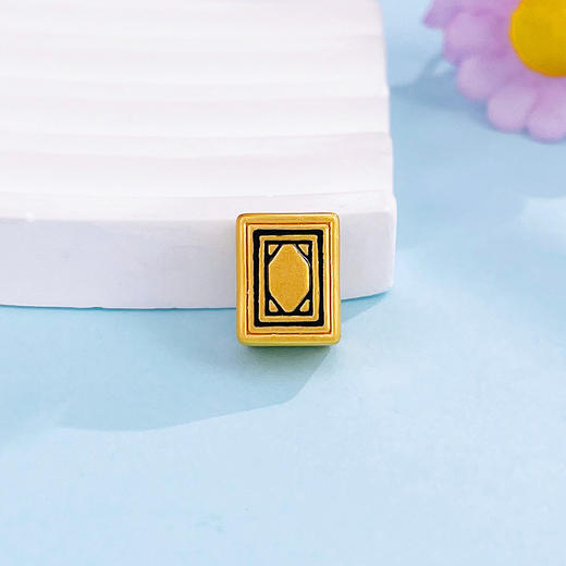 【限时7.5折】【定价黄金】足金 3D硬金空心白板烤漆手串配件Diy手串配件(V3DSC00530)（预售产品下单后不退款不退货不换货不补差 商品图0