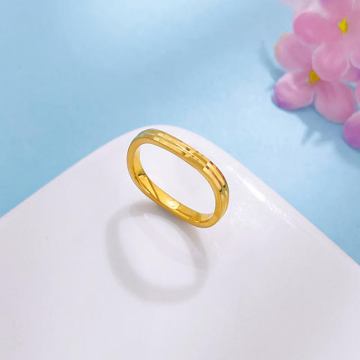 【限时克减150元】足金999.99 五9黄金空心波浪形时尚简约戒指镜面金CNC工艺固口戒指(ACJZ00309)预售产品下单后不退款不退货不换货不补差价 商品图1