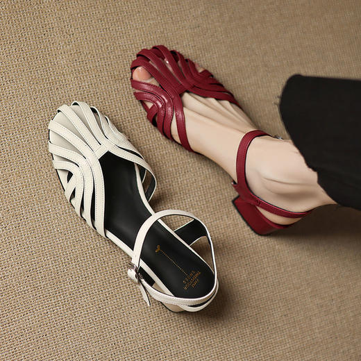 【预售5天】夏日休闲法式风~新款镂空编织包头仙女风罗马凉鞋HCYYHD&6017 商品图3