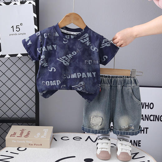【儿童洋气套装！字母印花点缀】童装儿童短袖套装夏季新款宝宝字母印花洋气男童夏装套装。ry 商品图7