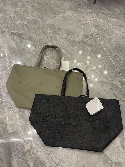 亚历山大王品牌徽标系带闭合棉托特包Tote包购物袋手提单肩包（HH） 商品图0