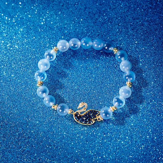 大英博物馆 天鹅贵族棋盘系列 糖心玛瑙蓝色 手链 商品图6