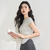 【限时秒杀】西遇褶皱短袖T恤女春夏新款纯色显瘦修身短款正肩圆领上衣D0050505 商品缩略图3