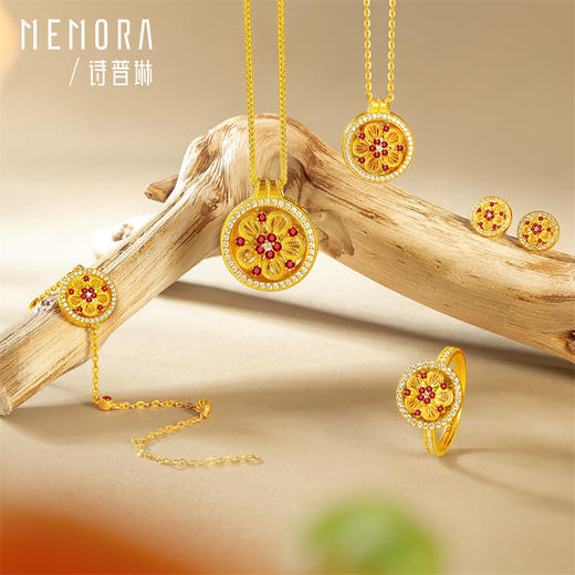 【热卖臻品】芳华-美人如花 勿忘我项链 足金黄金钻石红宝石套链MEMORA诗普琳LN531301 商品图13