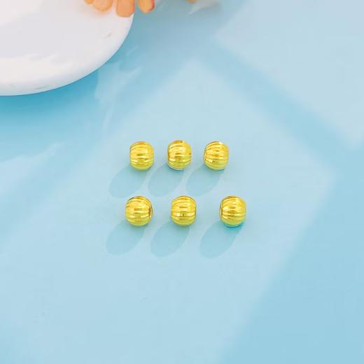 【限时7.5折】【定价黄金】足金 （无字印） 3D空心南瓜圆珠转运珠手串配件Diy手串配件/6件（珠约5.7-6.1mm）(V3DSC00494)（预售产品下单后不退款不退货不换货不补差 商品图2