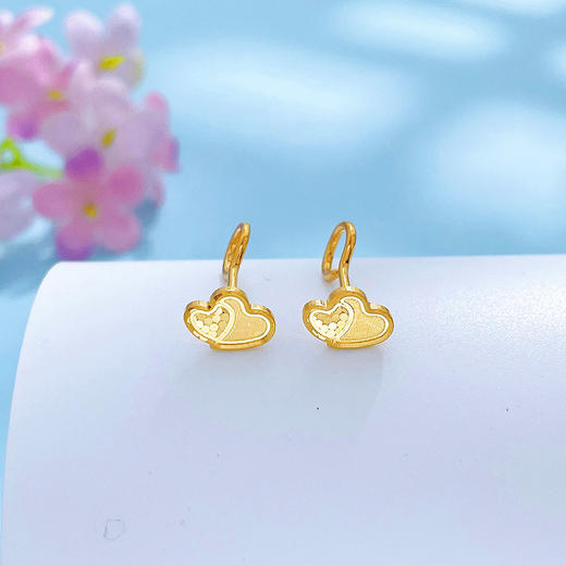【限时克减150元】足金999.9 #怦然心动 【精品】实心鱼鳞心心相印爱心耳饰耳钉(AWWES00244)（预售产品下单后不退款不退货不换货不补差价 商品图0