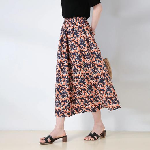 【高货sh】全新升级【铂金会员165/天猫219/差价54】(51158) 洛诗琳25夏季纯棉印花大摆半身裙松紧腰中长款遮胯碎花裙 商品图1
