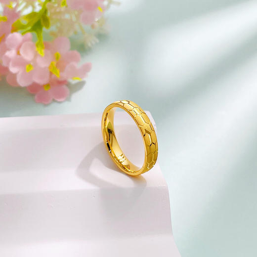 【限时克减150元】足金999 #CNC #固口戒指 5G黄金实心蛇皮纹戒指圈戒（面宽约3.4-3.8mm）(BE5GJZ00152)（预售产品下单后不退款不退货不换货不补差价 商品图2