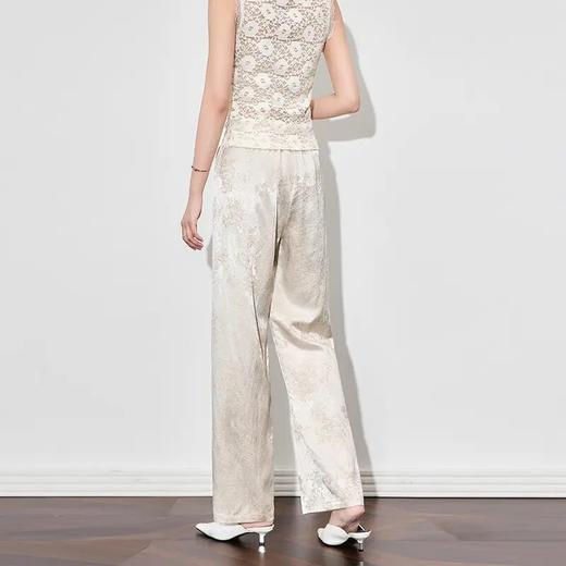 【高货wl】全新升级【铂金会员247/天猫329/差价82】(13739) 洛诗琳25高级感新中式提花醋酸缎宽松暗纹通勤高腰阔腿裤 商品图3