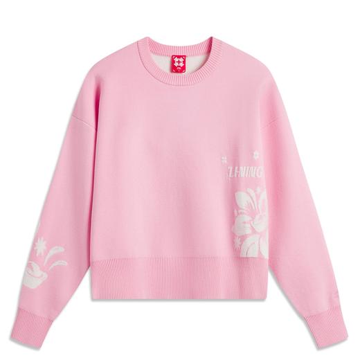 李宁-日进斗金系列女子加绒保暖宽松套头编织衫AMBV032 商品图0