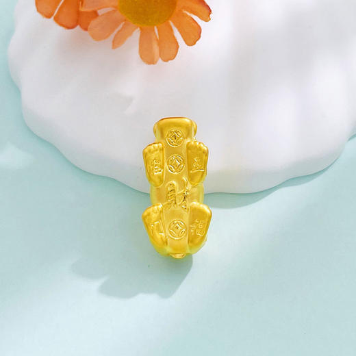 【限时7.5折】【定价黄金】足金 3D硬金空心五福临门福字铜钱图案貔貅手串配件（面宽约24*11.4mm））(AU3DSC00030)（预售产品下单后不退款不退货不换货不补差价） 商品图2