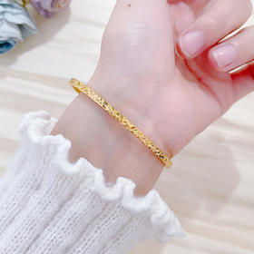 【限时克减150元】足金999 #碎碎冰 #CNC 5G黄金实心碎碎冰镜面金CNC工艺时尚固口手镯（面宽约2.5-2.9，厚约2.1mm）(BN5GSZ00010)