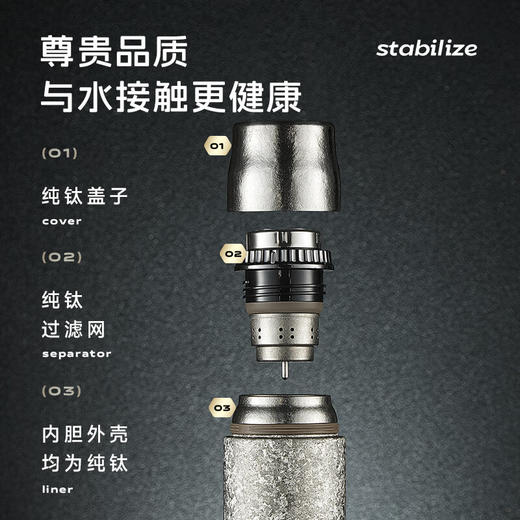 物生物纯钛保温杯智能泡茶杯车载杯子办公水杯礼盒款420ml JV012445-0420 商品图3