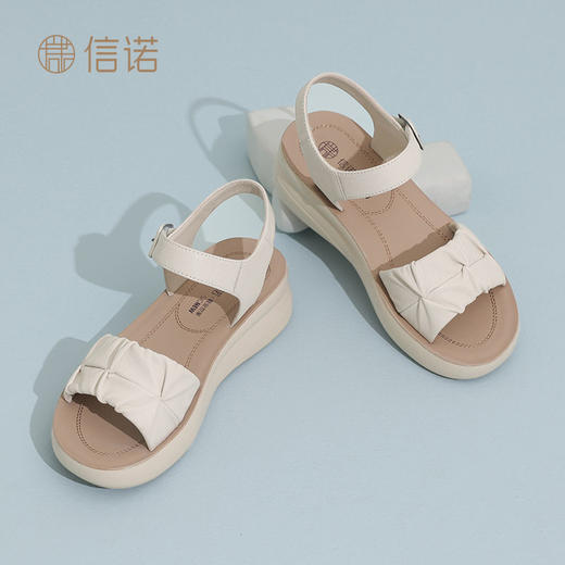 信诺真皮女鞋2025夏季新款软底妈妈鞋中老年舒适轻便凉鞋时尚女凉5L950-32 商品图0