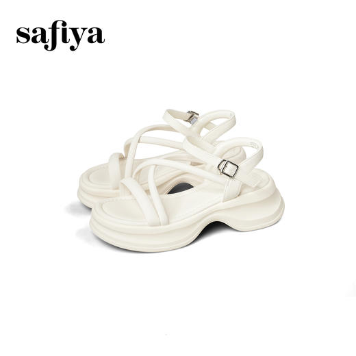 Safiya/索菲娅2025甜酷奶芙·轻便增高百搭露趾厚底松糕罗马凉鞋SFD2115407 商品图12
