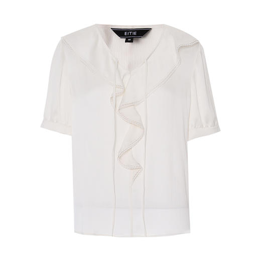 EITIE爱特爱温柔法式系带荷叶边短袖衫宽松显瘦2025夏季新款B2513602 商品图5