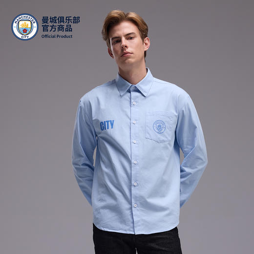 【官方正版】曼城俱乐部 | 春夏新款长袖衬衫蓝色休闲简约百搭 商品图2