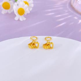 【限时克减150元】足金999.9 【精品】镂空双环相扣耳饰幸运四叶草花形双环耳钉(OES00185)（预售产品下单后不退款不退货不换货不补差价