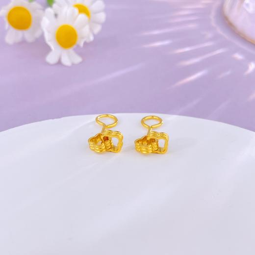 【限时克减150元】足金999.9 【精品】镂空双环相扣耳饰幸运四叶草花形双环耳钉(OES00185)（预售产品下单后不退款不退货不换货不补差价 商品图0