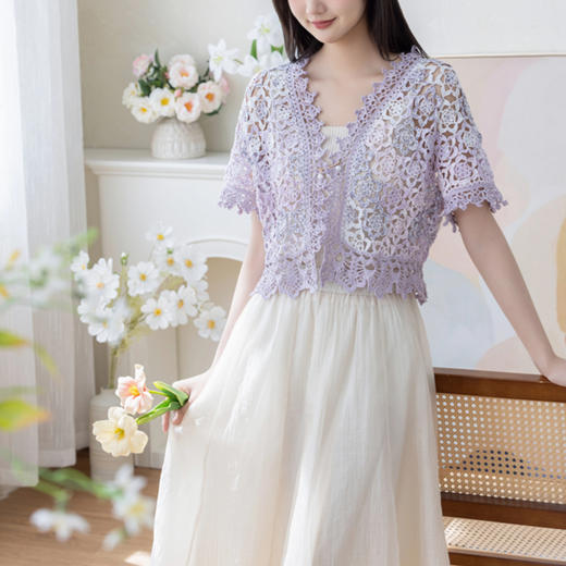 苏苏姐家亦丽短开衫手工DIY钩针蕾丝毛线团上衣自制材料包 商品图1