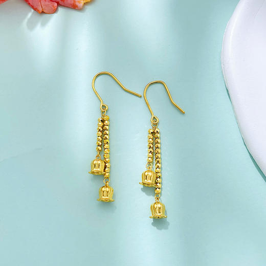 【限时克减150元】足金999 #520快乐 5G黄金实心繁花似锦铃兰花开流苏耳饰耳吊耳钩(BE5GES00072)（预售产品下单后不退款不退货不换货不补差价 商品图2