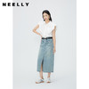 NEELLY纳俪商场同款夏季新款纯色翻领花苞无袖衬衫女时尚收腰上衣N25044B14407 商品缩略图0