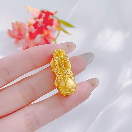 【限时克减150元】足金 3D硬金空心财源广进铜钱图案貔貅手串配件Diy手串配件(面宽约27.8*13.3mm)(AU3DSC00035-2)（预售产品下单后不退款不退货不换货不补差价） 商品图3