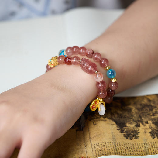 「有钱花」草莓晶双圈手串 商品图2