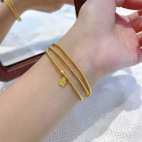 【限时克减150元】足金 硬金3D空心平安牌必胜福气牌吊饰圆珠手串(AK3DSC00020)（预售产品下单后不退款不退货不换货不补差价）（预售产品下单后不退款不退货不换货不补差价）