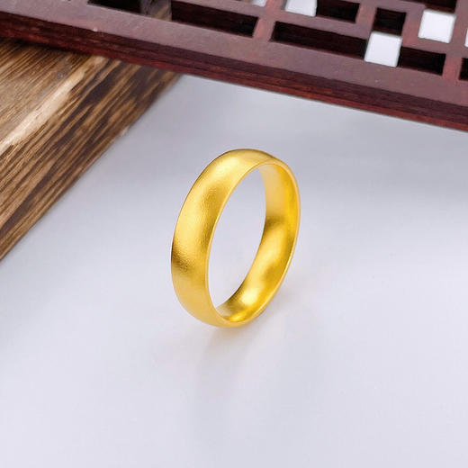 【限时克减150元】足金999.9 古法空心光圈戒指素圈戒指固口戒指内平外弧戒指扁素圈戒（面宽约4.5-4.7mm）(ANWZGFJZ00018-6) 商品图0