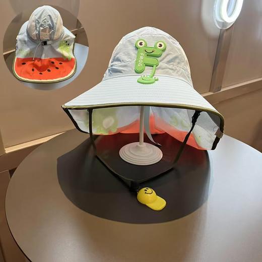 大帽檐儿童防晒帽 夏季宝宝帽子遮阳帽 男童女童渔夫帽太阳帽披肩帽 商品图6