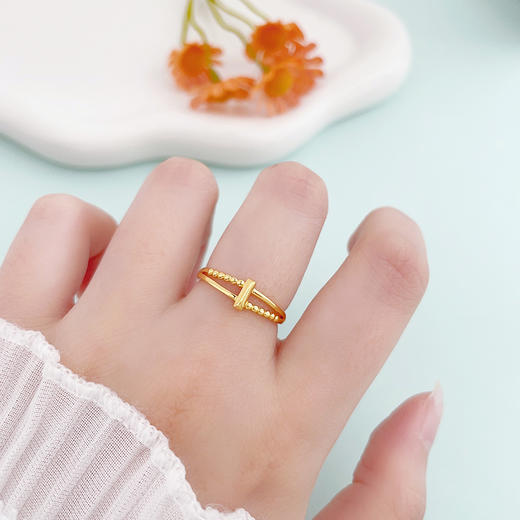 【限时克减150元】足金999 5G黄金实心鱼鳞方块活口女戒(AG5GJZ00301)预售产品下单后不退款不退货不换货不补差价 商品图0