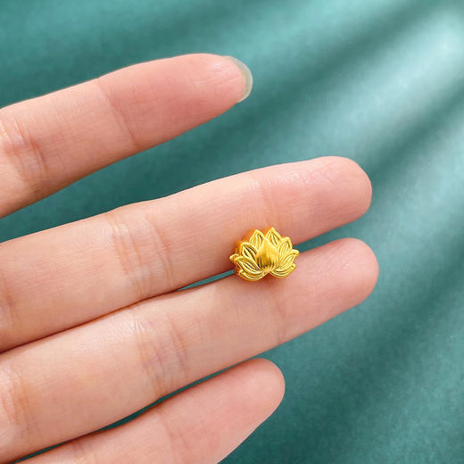 【限时7.5折】【定价黄金】足金 【精品】3D硬金空心仿古法手串配件好事莲莲敦煌佛莲莲花转运珠Diy手串配件(AU3DSC00008)（预售产品下单后不退款不退货不换货不补差价 商品图2