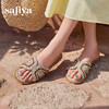 Safiya/索菲娅2025民族风沙滩度假外穿圆头休闲百搭平底拖鞋SFD2110354 商品缩略图0