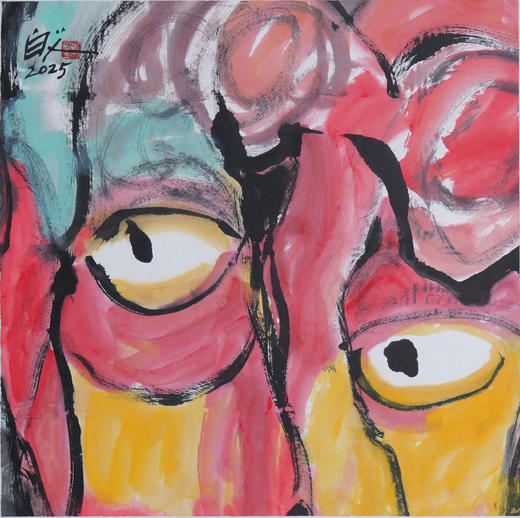 许固令《脸谱之十五》国画原作53CM*53CM 手绘宣纸脸谱系列斗方作品【GH0494】 商品图1