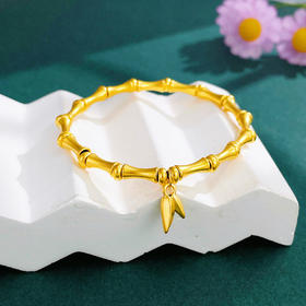 【限时克减128元】足金 #超轻 #电商超轻  无氰5D硬金竹叶吊饰雅竹平安竹节手链弹力绳竹节手串(V5DSC00014)预售产品下单后不退款不退货不换货不补差价