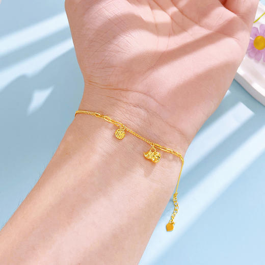 【限时克减150元】足金999 #葫芦 5G黄金福禄福字葫芦吊饰调节手链(AG5GSL00185)（预售产品下单后不退款不退货不换货不补差价）（预售产品下单后不退款不退货不换货不补差价） 商品图2