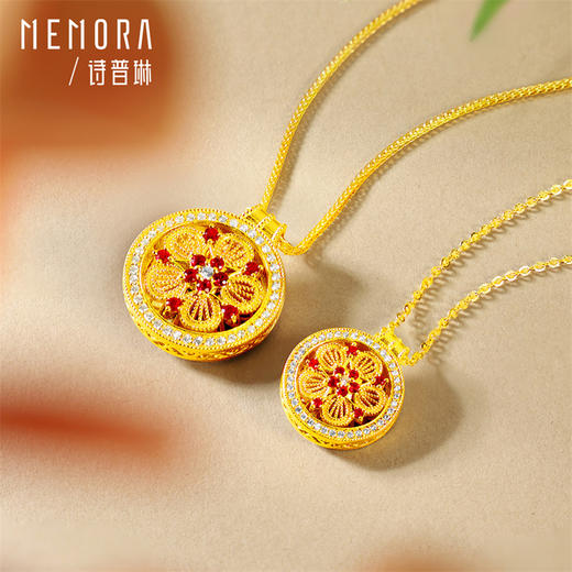 【热卖臻品】芳华-美人如花 勿忘我项链 足金黄金钻石红宝石套链MEMORA诗普琳LN531301 商品图10