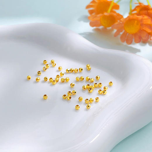 【限时7.5折】【定价黄金】足金999 （无成色字印)5G黄金蹦迪珠手串配件转运珠散珠Diy手串配件/50粒（珠约1.9-2.3mm）(AK5GSC00037)预售产品下单后不退款不退货不换货不补差价 商品图0