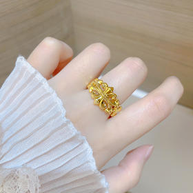 【限时克减150元】足金  #浪漫花卉  无氰5D硬金空心固口戒指鸢尾花女戒克罗心十字固口圈戒(AR5DJZ00055)（预售产品下单后不退款不退货不换货不补差价